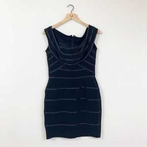 Vintage Tadashi 80s Black Bodycon Cocktail Dress S